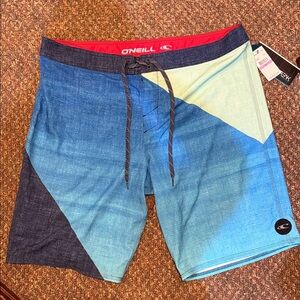 O'Neill Men's Blue and Yellow Board Shorts